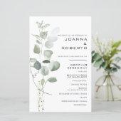 ミニマリストユーカリプトゥス葉結婚式 プログラム (スタンド正面)