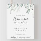 ミニマリストユーカリリハーサルディナーウェルカム ポスター