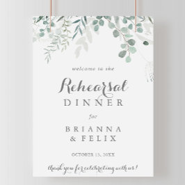 ミニマリストユーカリリハーサルディナーウェルカム ポスター