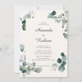 ミニマリストユーカリ結婚式招待状 招待状 (正面)