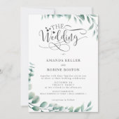 ミニマリストユーカリ結婚式招待状 招待状 (正面)