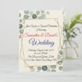 ミニマリストユーカリ結婚式招待状 招待状 (スタンド正面)