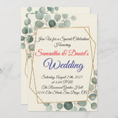 ミニマリストユーカリ結婚式招待状 招待状 (正面/裏面)