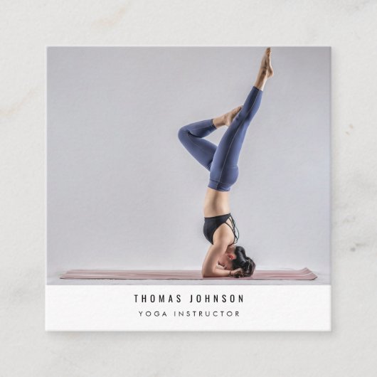 ミニマリストヨガフィットネスインストラクターQRコード スクエア名刺 (正面)