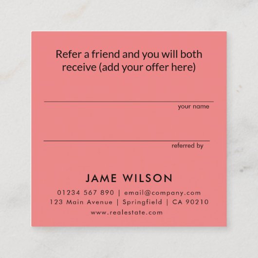 ミニマリストライトコーラル実在エステート紹介カード 紹介カード (裏面)