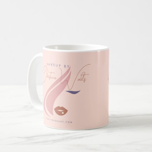 ミニマリストライトピーチピンクメイクアップアーティストガーリー コーヒーマグカップ (正面左)