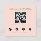 ミニマリストライトピーチピンクメイクアップアーティストガーリーQR スクエア名刺 (裏面)