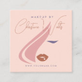 ミニマリストライトピーチピンクメイクアップアーティストガーリーQR スクエア名刺 (正面)