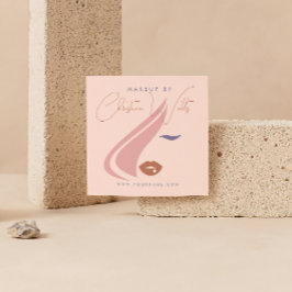 ミニマリストライトピーチピンクメイクアップアーティストガーリーQR スクエア名刺