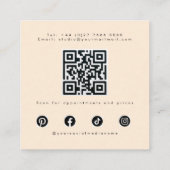 ミニマリストライトピーチヘアスタイリスト波毛QR スクエア名刺 (裏面)