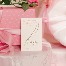 ミニマリストライトピーチメイクアップアーティストラインアートシック 名刺