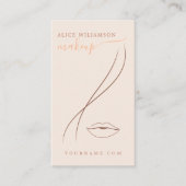 ミニマリストライトピーチメイクアップアーティストラインアートシック 名刺 (正面)