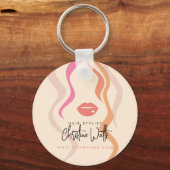 ミニマリストライトピーチ美容師波形ヘアカワイイ キーホルダー (正面)