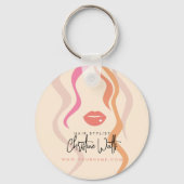 ミニマリストライトピーチ美容師波形ヘアカワイイ キーホルダー (裏面)