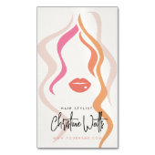 ミニマリストライトピーチ美容師波形ヘアカワイイ マグネット名刺 (正面縦)