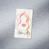 ミニマリストライトピーチ美容師波形ヘアカワイイ マグネット名刺 (インサイチュ)