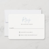 ミニマリストライトブルーウェディングRSVPカード 出欠カード (正面)