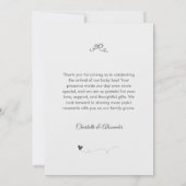 ミニマリストライトブルークロースレイン男の赤ちゃんシャワー サンキューカード (裏面)