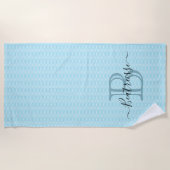 ミニマリストライトブルーシーマーメイドモノグラム ビーチタオル (正面)