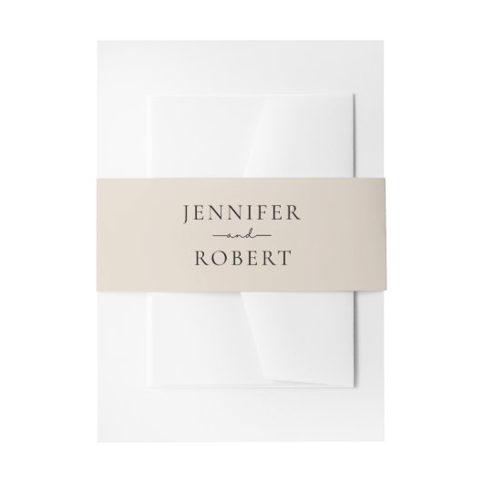 ミニマリストライトベージュ招待状用帯 招待状ベリーバンド (正面例)