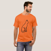 ミニマリストラインアートの猫デザイン Tシャツ (正面フル)