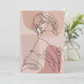 ミニマリストラインアートウーマンスケッチファッションアート サンキューカード (スタンド正面)