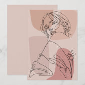 ミニマリストラインアートウーマンスケッチファッションアート サンキューカード (正面/裏面)