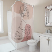 ミニマリストラインアートウーマンスケッチファッションアート シャワーカーテン (インサイチュ)