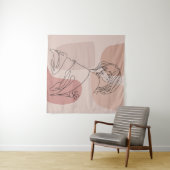 ミニマリストラインアートウーマンスケッチファッションアート タペストリー (インサイチュ(横))