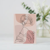 ミニマリストラインアートウーマンスケッチファッションアート ポストカード (スタンド正面)