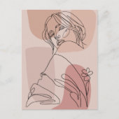 ミニマリストラインアートウーマンスケッチファッションアート ポストカード (正面)