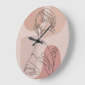 ミニマリストラインアートウーマンスケッチファッションアート ラージ壁時計 (傾斜)