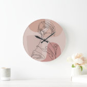 ミニマリストラインアートウーマンスケッチファッションアート ラージ壁時計 (ホーム)