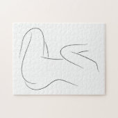 ミニマリストラインアートウーマン体モダンイラストレーション ジグソーパズル (横)