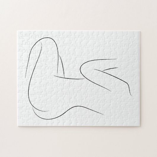ミニマリストラインアートウーマン体モダンイラストレーション ジグソーパズル (横)