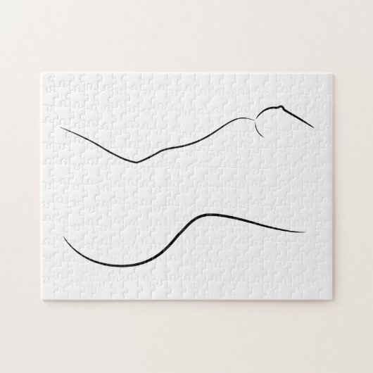 ミニマリストラインアートウーマン体モダンイラストレーション ジグソーパズル (横)