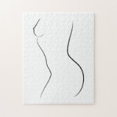 ミニマリストラインアートウーマン体モダンイラストレーション ジグソーパズル (縦)