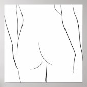 ミニマリストラインアートウーマン体モダンイラストレーション ポスター (正面)