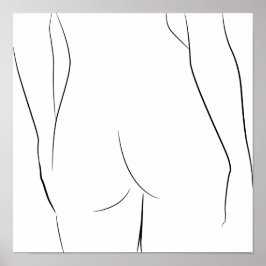 ミニマリストラインアートウーマン体モダンイラストレーション ポスター