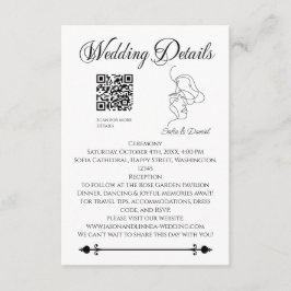 ミニマリストラインアートカップルイラストレーション結婚ズ エンクロージャーカード