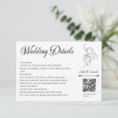 ミニマリストラインアートカップルイラストレーション結婚ズ エンクロージャーカード (スタンド正面)