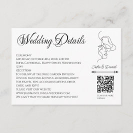 ミニマリストラインアートカップルイラストレーション結婚ズ エンクロージャーカード