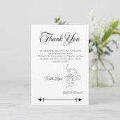 ミニマリストラインアートカップルイラストレーション結婚ズ サンキューカード (スタンド正面)