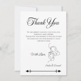 ミニマリストラインアートカップルイラストレーション結婚ズ サンキューカード