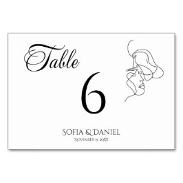 ミニマリストラインアートカップルイラストレーション結婚ズ テーブルナンバー