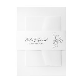 ミニマリストラインアートカップルイラストレーション結婚ズ 招待状ベリーバンド