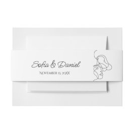 ミニマリストラインアートカップルイラストレーション結婚ズ 招待状ベリーバンド