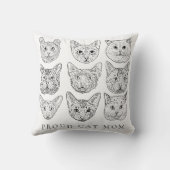 ミニマリストラインアートキャットママ猫好き猫種 クッション (裏面)