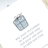 ミニマリストラインアートギフト暖かく居心地の良いクリスマスブルー シーズンカード