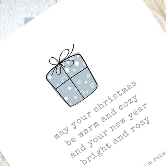 ミニマリストラインアートギフト暖かく居心地の良いクリスマスブルー シーズンカード